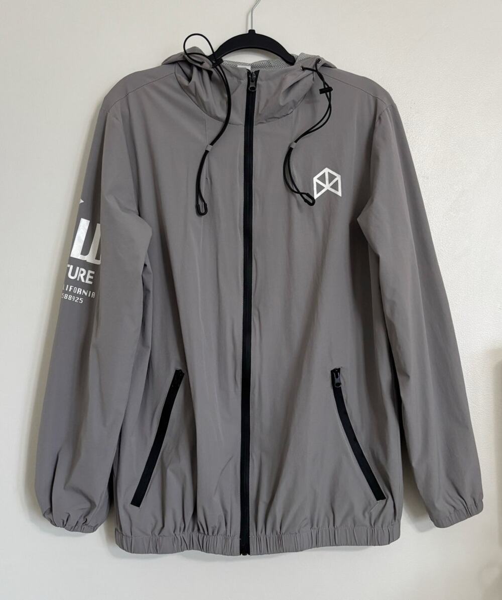 Grey Rawgear by Bradley Martyn Zoo Culture Hooded Windbreaker Jacket M
